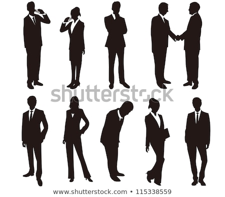 Stock photo: Business Man And Woman Silhouette On Phone