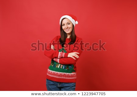 ストックフォト: The Young Santa Girl In Christmas Concept Isolated On White