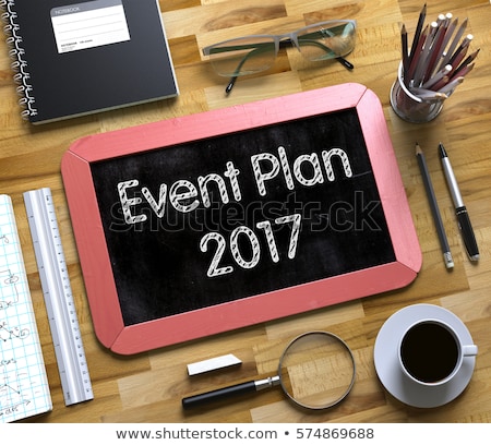 商業照片: 2017 Events Concept On Small Chalkboard 3d