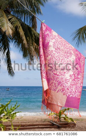 Foto stock: Scarf Hanging By The Sea Tioman Island Malaysia