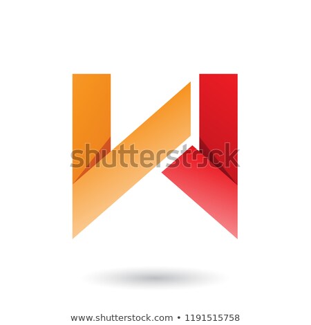 Foto stock: Orange And Red Folded Paper Letter W Vector Illustration