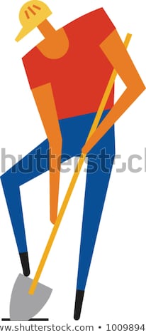 Foto stock: Man Groundbreaking Shovel Illustration