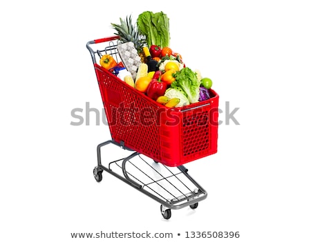 Stock photo: Shopping Cart With Food Fruits And Legumes