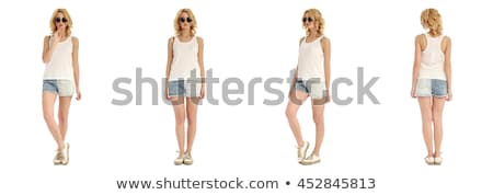 Foto d'archivio: Slim Tanned Womans Body Isolated Over White Background