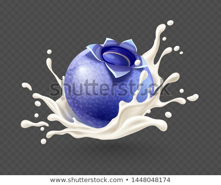 [[stock_photo]]: Wild Blueberry Berry Falling Into Milk Yoghurt Splash