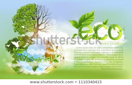 Zdjęcia stock: Eco Friendly Ecology Concept Green Earth Green Leaf Vector Illustration