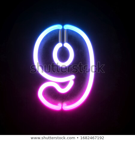 Zdjęcia stock: Neon Sign Number Nine