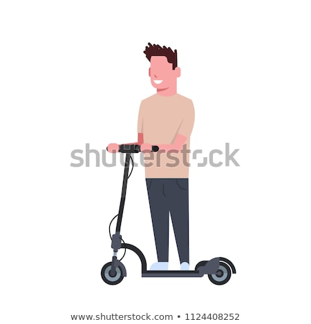 Zdjęcia stock: Man Riding Kick Scooter Vector Illustration