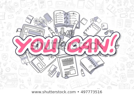 Foto d'archivio: You Can - Doodle Magenta Inscription Business Concept