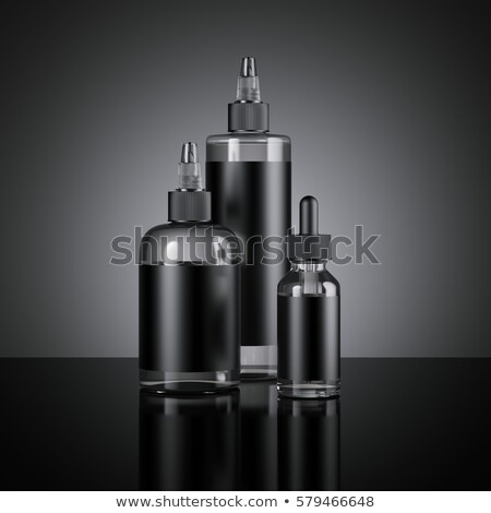 Stockfoto: Set Of Vape Juice Bottles With Black Labels 3d Rendering