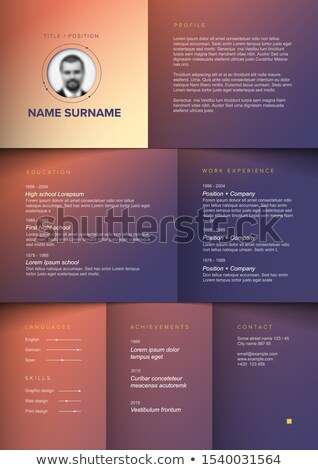 Foto stock: Minimalist Purple Resume Cv Template