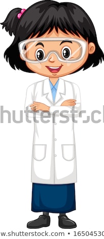 Stok fotoğraf: Girl Wearing Lab Gown On White Background