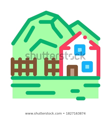 Stock fotó: Highlands Village Icon Vector Outline Illustration