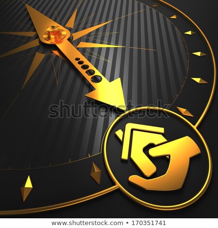 Stockfoto: Home In Hand Icon On Golden Compass
