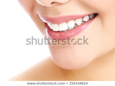 Foto stock: Cheerful Female With Fresh Clear Skin White Background