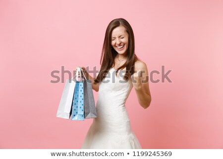 Foto stock: Ovia, · tenencia, · bolsas · de · compras