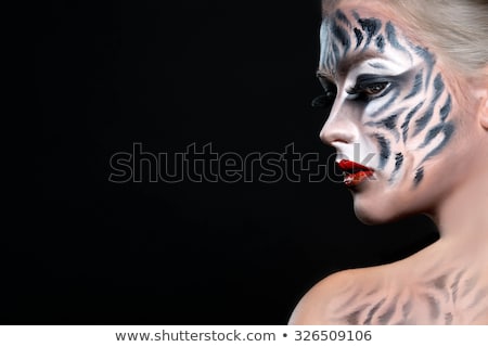 Stock foto: Model With Tiger Body Painting