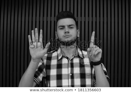 Zdjęcia stock: Young Expressive Caucasian Man Portrait In Studio On White Background