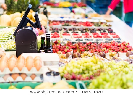 Foto stock: Vegetables On The Table With A Cash Register