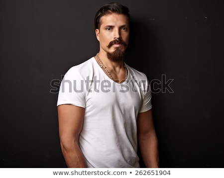 ストックフォト: Portrait Of Brutal Bearded Man Wearing Blank T Shirt