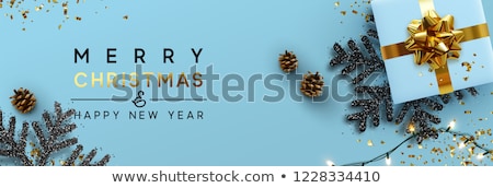 Сток-фото: Christmas Gift Box Web Banner With Gold Ribbon