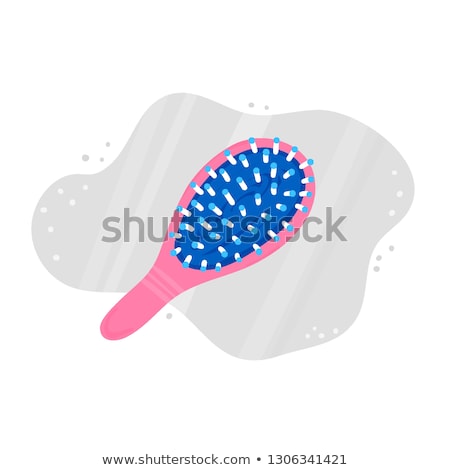 Stockfoto: Massage Comb Colorful Hand Drawn Hair Brush Female Miniature Hairbrush Accessory Background In T