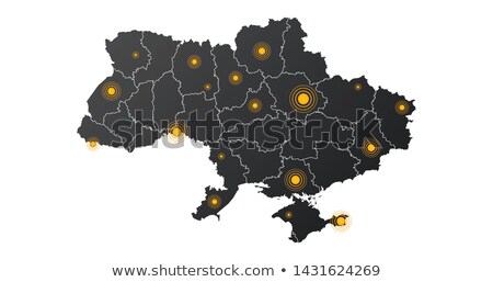 Stock foto: Ukraine Map With Epicenter Or Signal Circle Points Infographics With Editable Separated Layers Zon