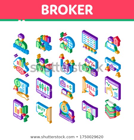Zdjęcia stock: Broker Advice Business Isometric Icons Set Vector