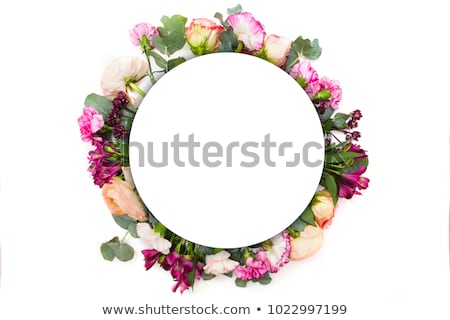 Foto stock: Green Abstract Background With Frame And Floral Beautiful Bouque