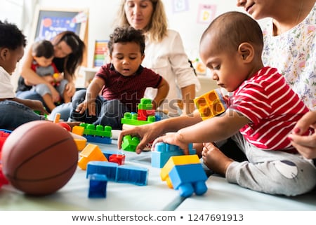 Stock fotó: Child Playing With Baby Blocks