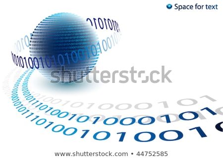 Foto stock: Data Background - Binary Code Technology Stream With Globe