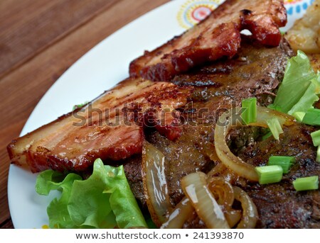 Foto stock: Calf Liver And Bacon