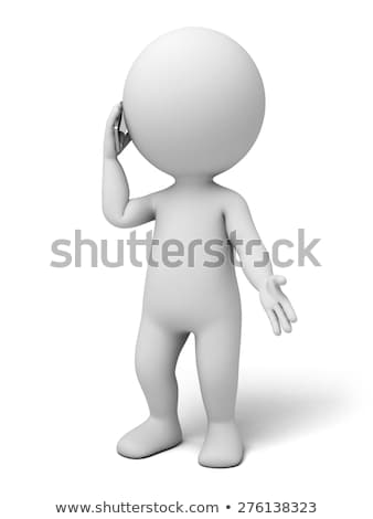 Stock fotó: 3d White People With Mobile Phone And Sms