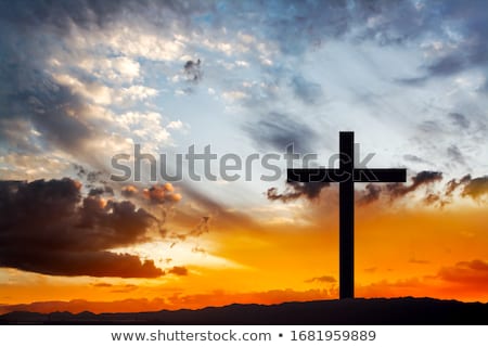 Stockfoto: Glowing Holy Cross On Abstract Wooden Background