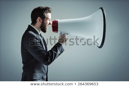 Foto stock: Business Man Screaming On Megaphone