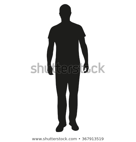 Stock photo: Man Silhouette In Joyful Pose