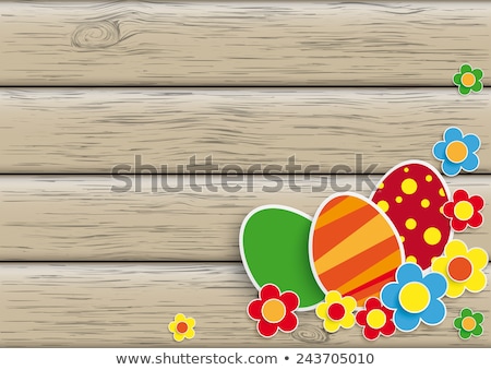 Stockfoto: Easter Eggs On The Wooden Table Eps 10