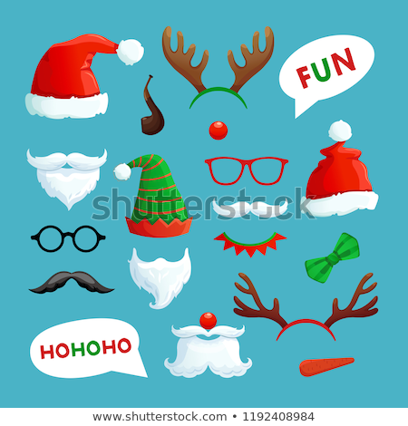 Foto d'archivio: Beard Mustache And Red Nose Santa Claus Mask Christmas Accessory