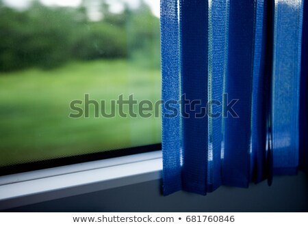 Stockfoto: Blue Curtain And Window On A Bus Miri Malaysia