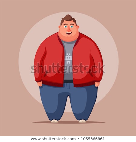 Foto stock: Fat Guy Isolated Obesity Man Vector Illustration