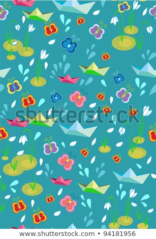 [[stock_photo]]: Childish Seamless Spring Background With Paperships