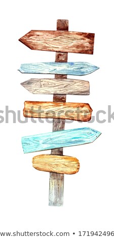 Stock foto: Blue Background With A Signpost To The Beach