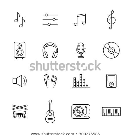 Stok fotoğraf: Loudspeakers With Music Note Line Icon