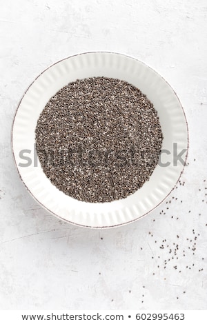 Stockfoto: Chia Seeds On White Baclground Directly Above Copy Space