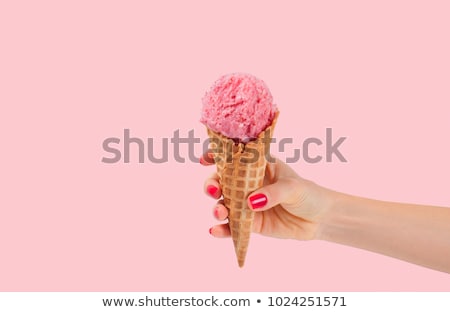 Сток-фото: Waffle Cups With Strawberry Ice Cream