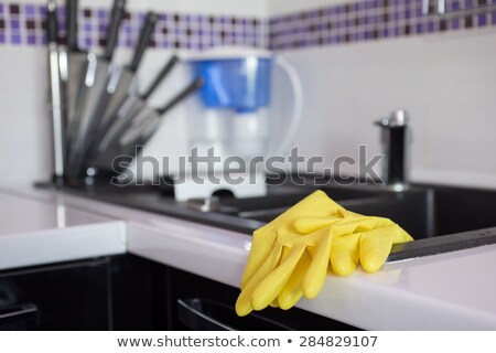 Stock photo: Rubber Gloves And Kitchen Sponges