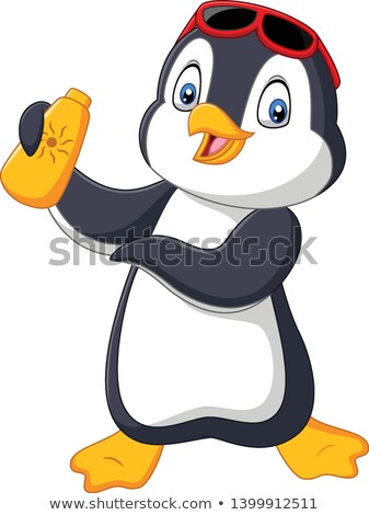 Сток-фото: Cute Penguin Cartoon Character Wearing Sunglasses And Holding A Be Mine Valentine Heart