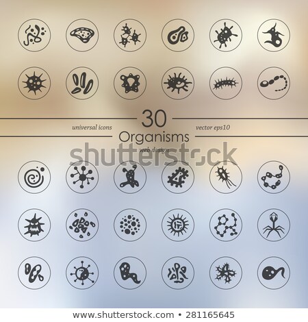 Foto stock: Bacteria Virus Germs Icon Set Pattern