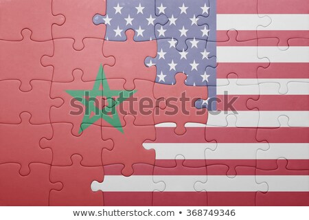 Stock fotó: Usa And Morocco Flags In Puzzle