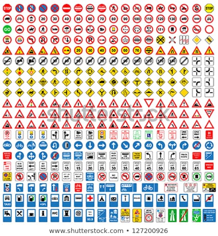 Сток-фото: Danger Sign Blue Vector Icon Design